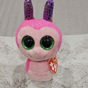 Ty Pink Glitter Bug Plush with Purple Antennae and Green Eyes